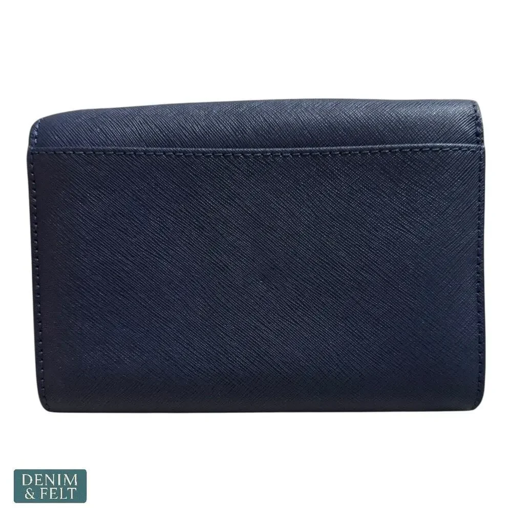 Michael Kors Navy Blue Saffiano Leather Wallet with Gold‎ Hardware Classic